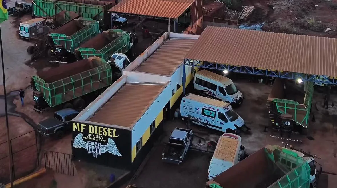 Vista aérea da estrutura da MF Diesel em Pitangueiras